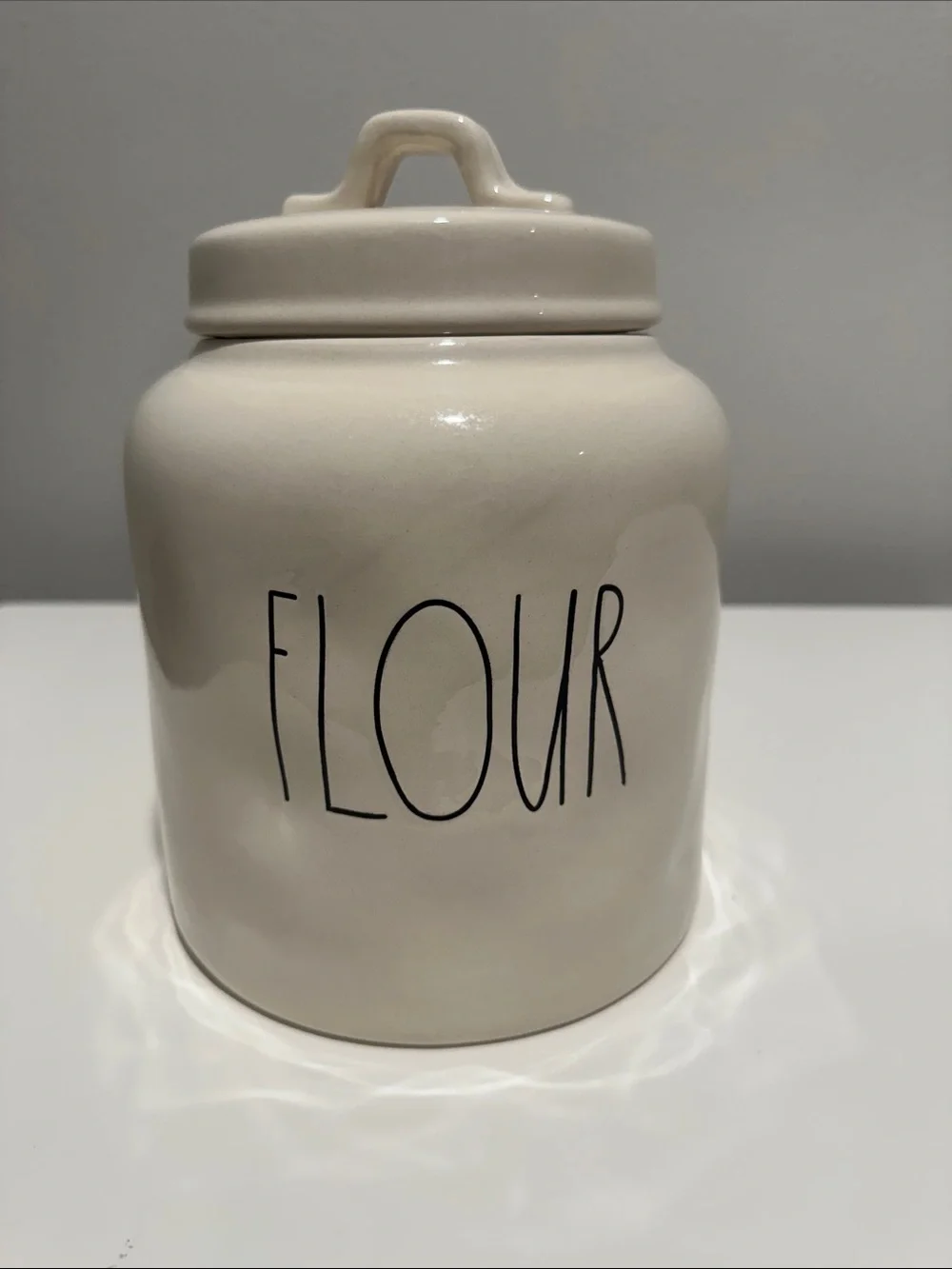 Rae Dunn Cream Ceramic Canister with Black Lettering